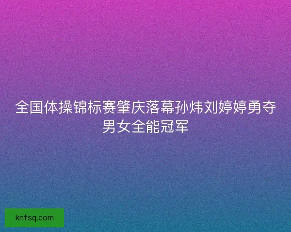 全国体操锦标赛肇庆落幕孙炜刘婷婷勇夺男女全能冠军