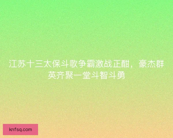 江苏十三太保斗歌争霸激战正酣，豪杰群英齐聚一堂斗智斗勇
